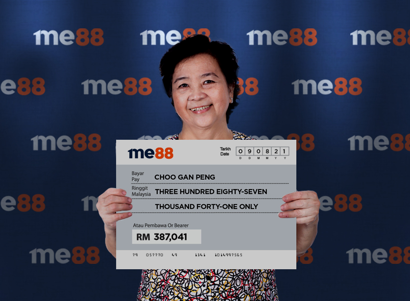 Choo Gan Peng: "I’m so lucky!! RM387,041 is a big sum for me, and I know it’s because of me88 that I can win this!!"